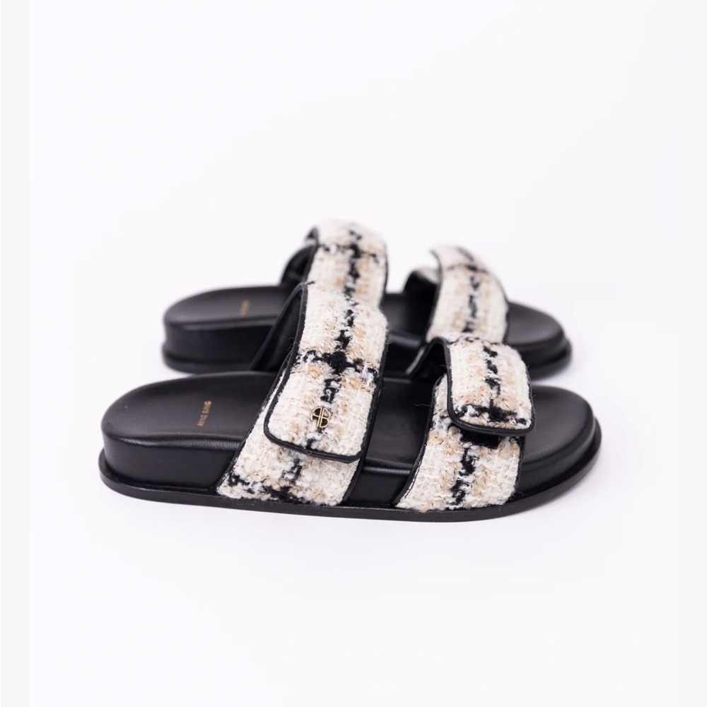 Anine Bing Black and Cream Sandals